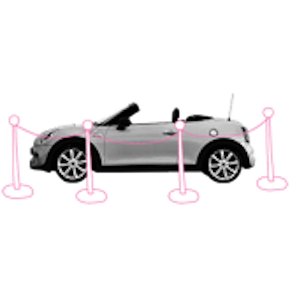 Icon Auto hinter Absperrung