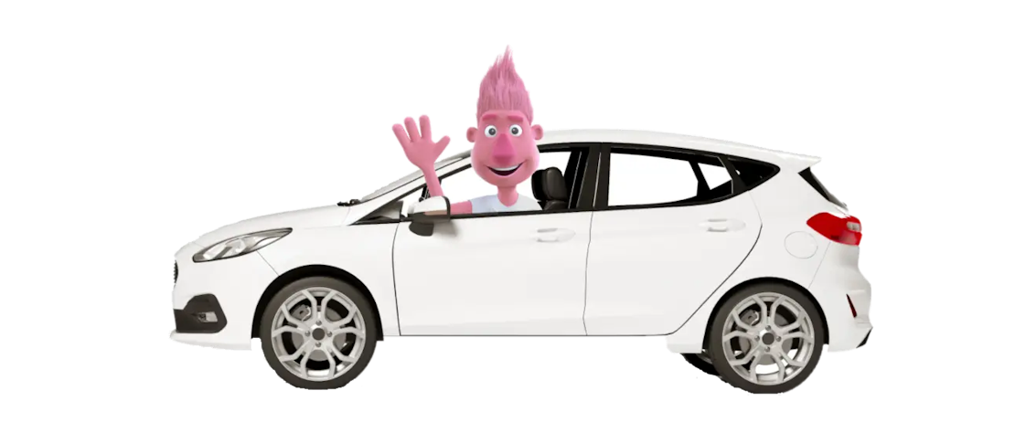 InShared Puppet winkt aus dem Auto