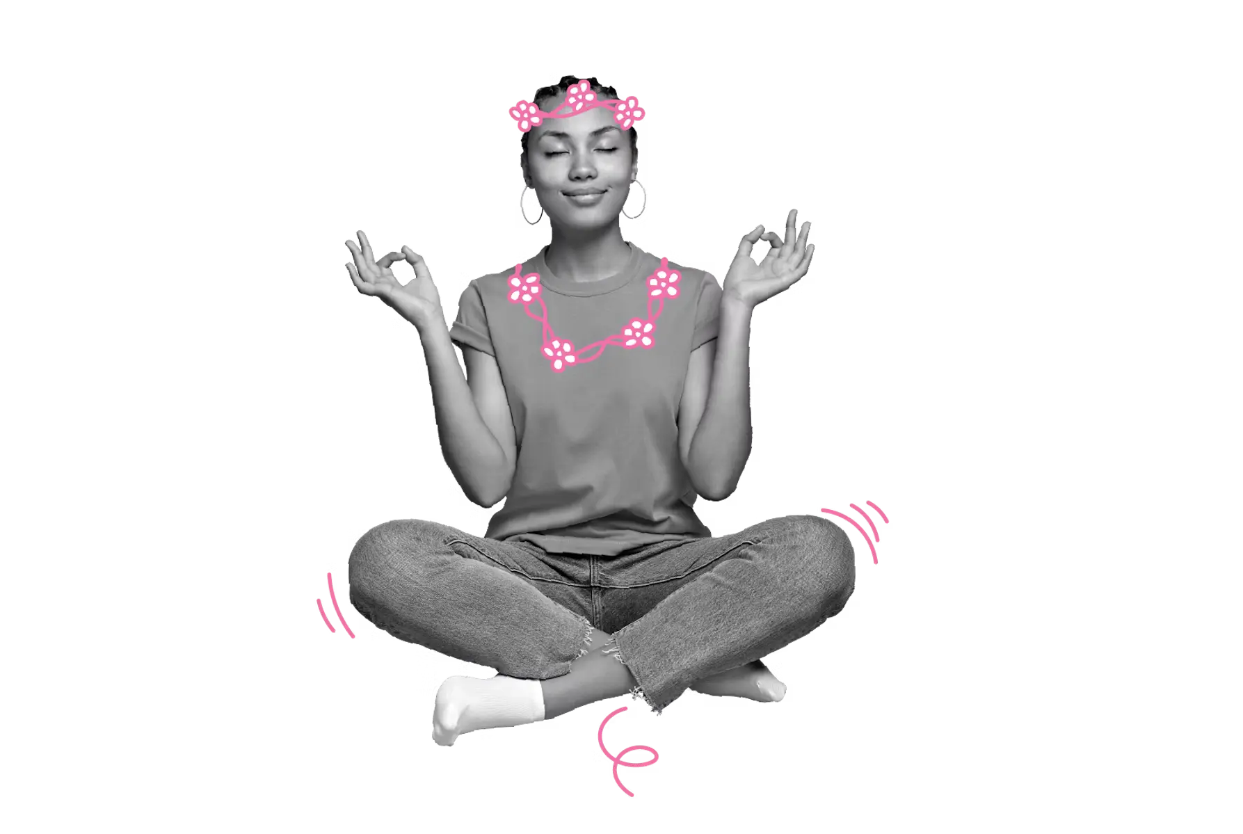 Schaden melden Frau in Meditationspose