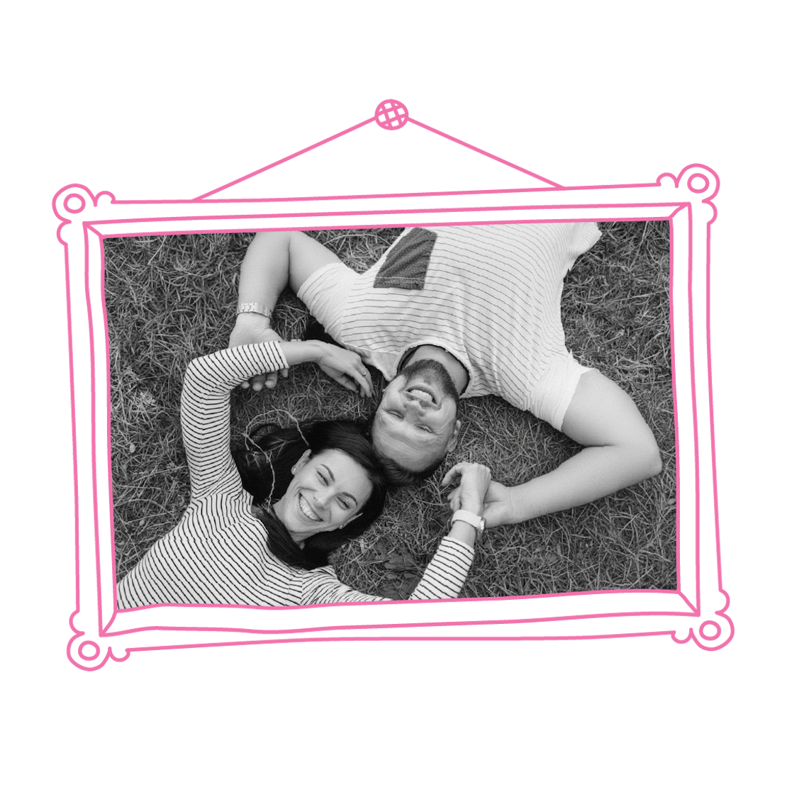 Bild von einem Paar in einem pinken Bilderrahmen