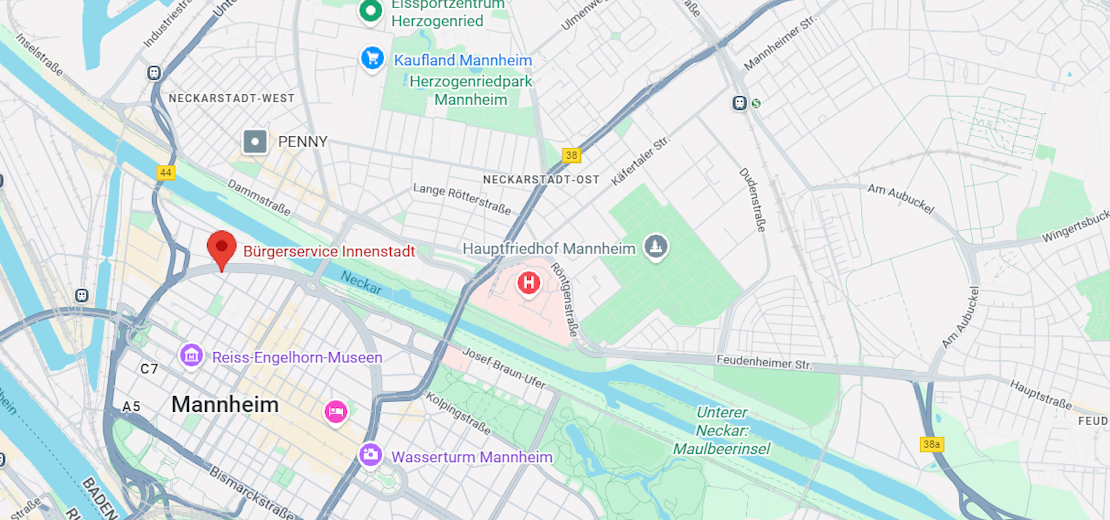 Zulassungsstelle Mannheim  Karte