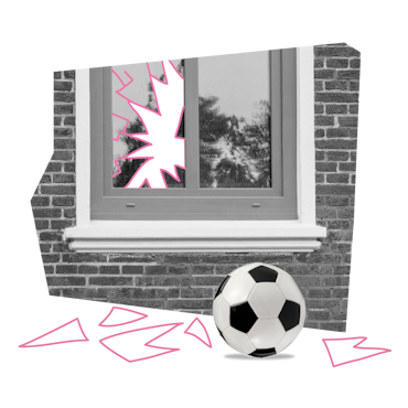 ein Ball zerschießt eine Scheibe