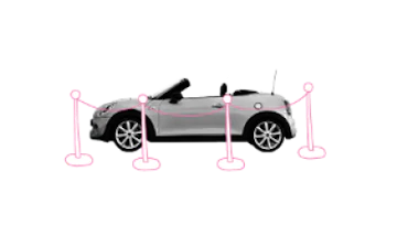 Auto steht sicher hinter einer Absprerrung