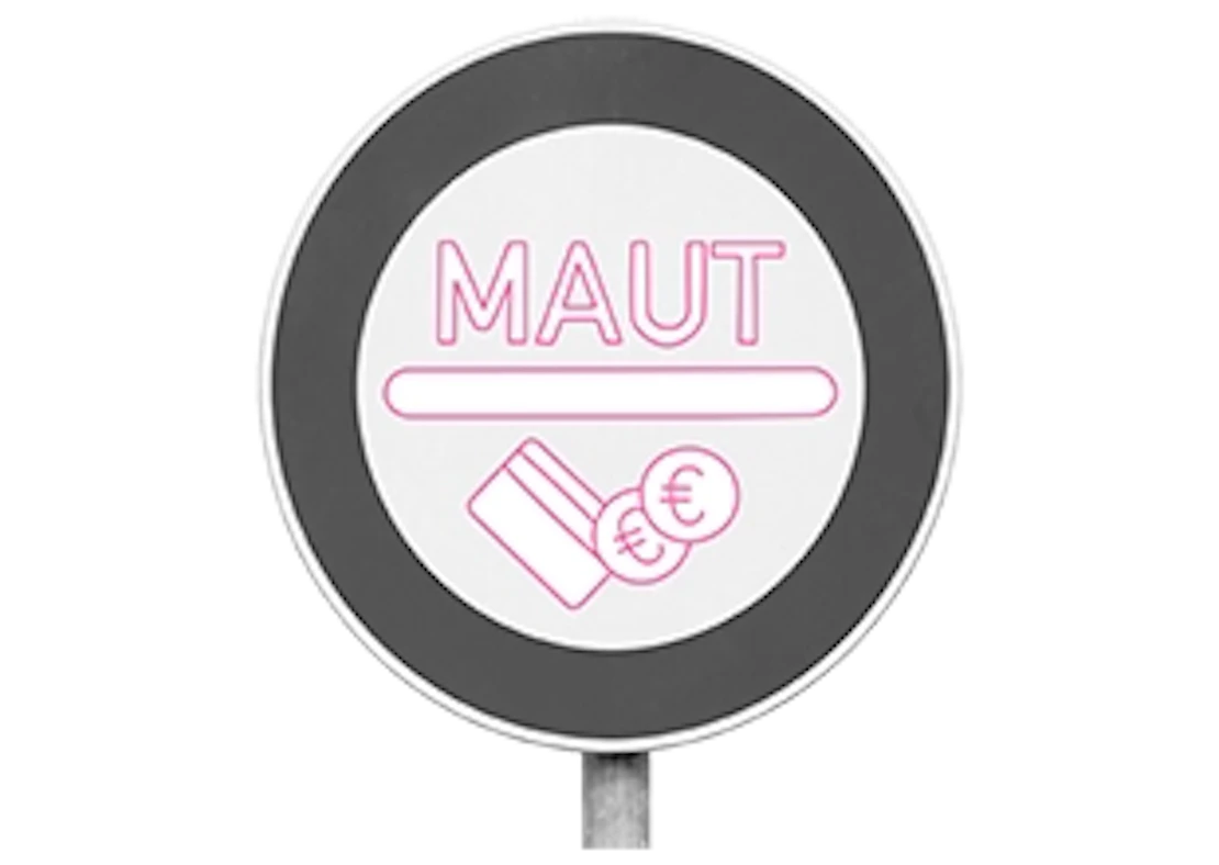 Verkehrsschild, auf dem Maut steht