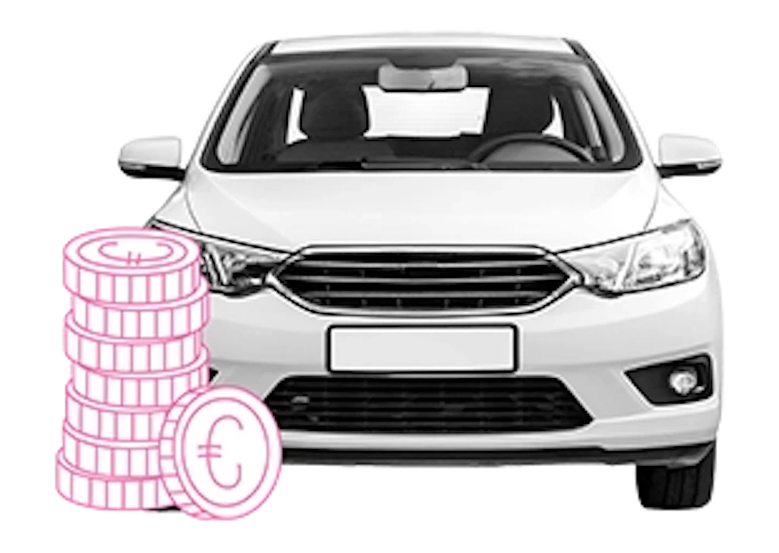 Euromünzen vor einem Auto