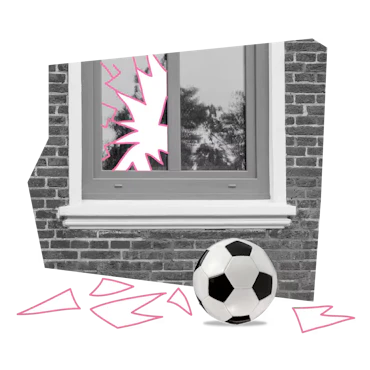ein Ball zerschießt eine Scheibe