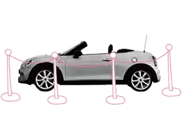 Auto hinter Absperrung