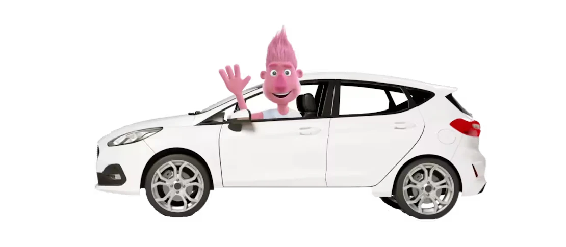 InShared Puppet winkt aus dem Auto