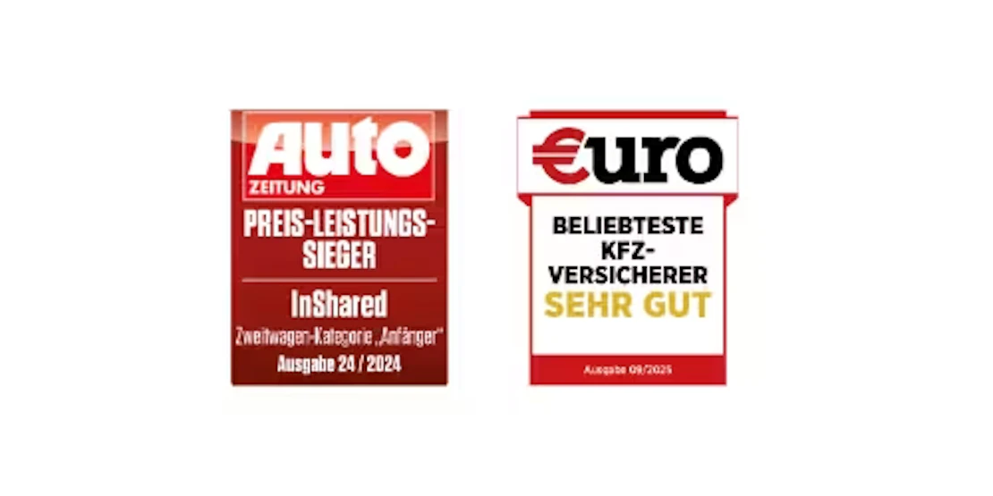 Auszeichnung Preis Leistungs Sieger von Autozeitung und beliebtester KFZ-Versicherer von Euro