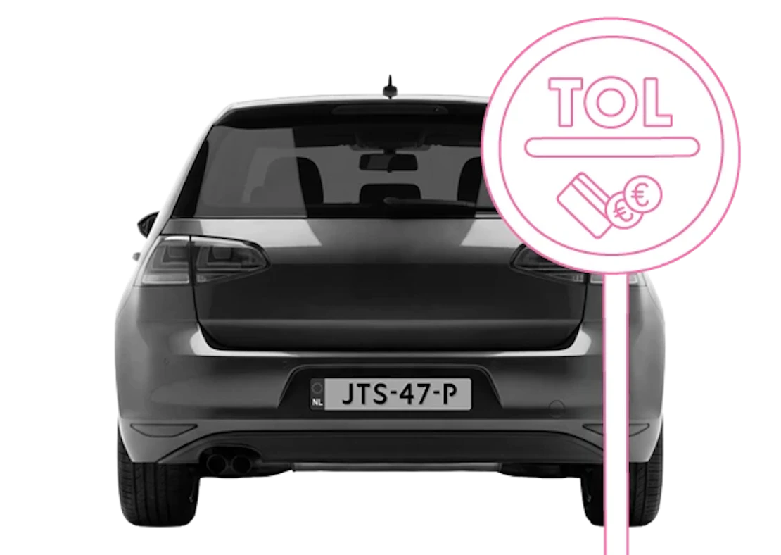 Auto mit niederländischem Kennzeichen vor Maut-Schild