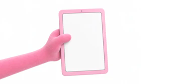 Puppet hält ein Tablet