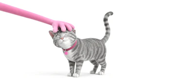 Puppet streichelt Katze