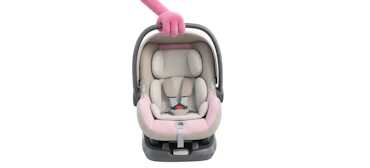 Puppet hält Kinderwagen