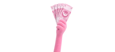 Puppet hält Geldscheine